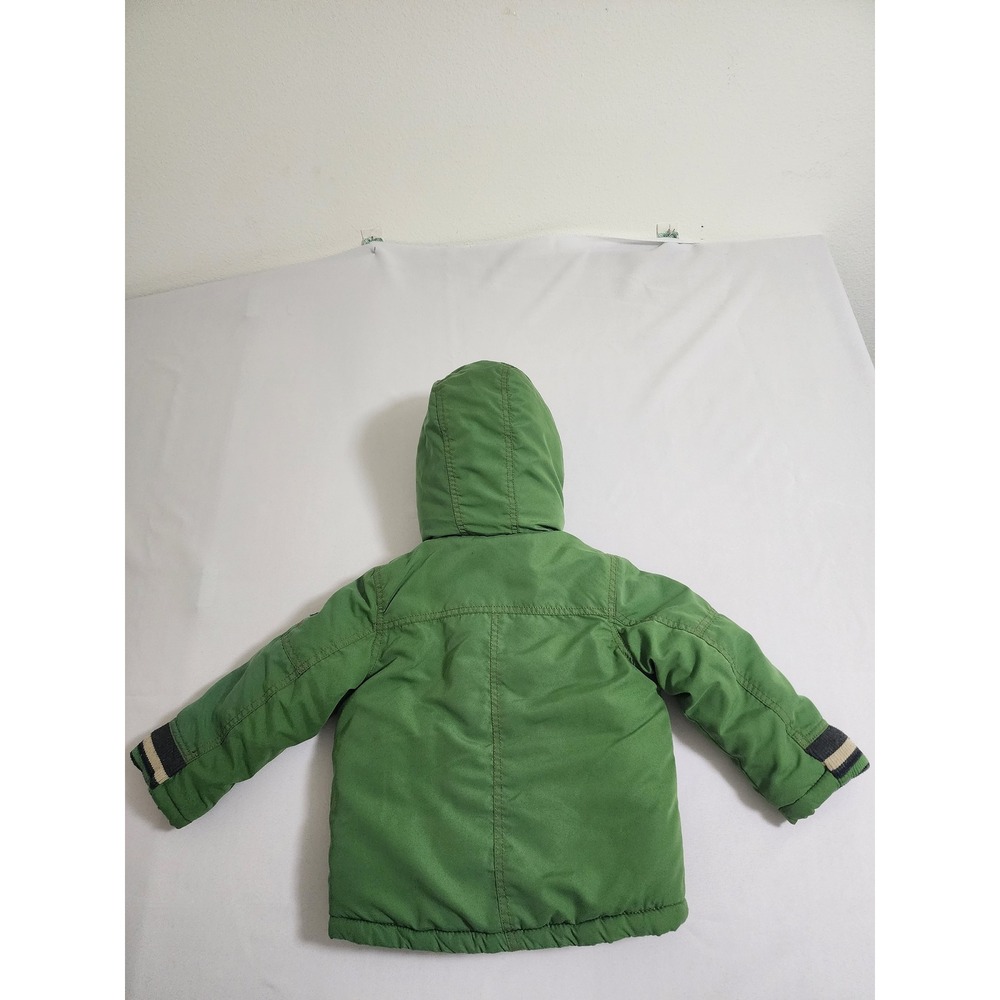 OshKosh Bgosh Boys Green Sherpa Lined Hooded Winter Puffer Parka Jacket 3T - Picture 7 of 8